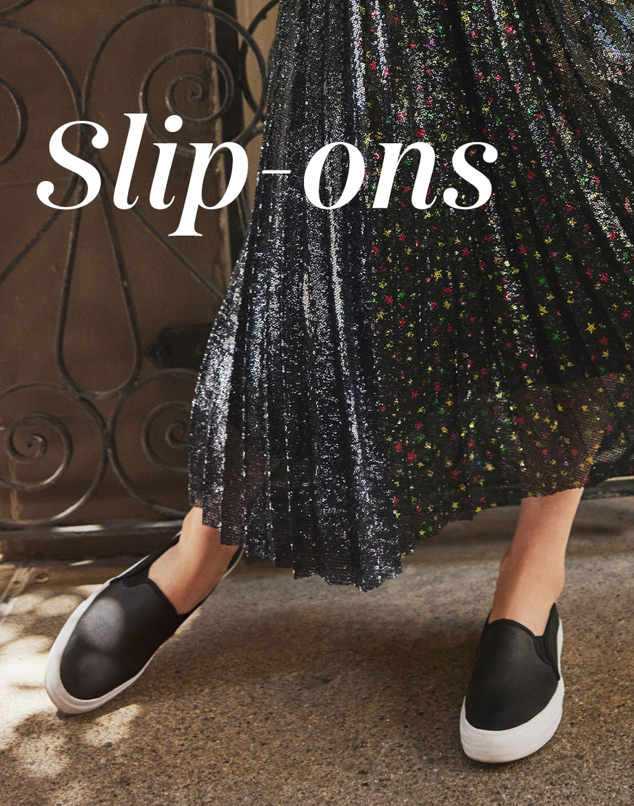 Keds black 2025 leather slip on