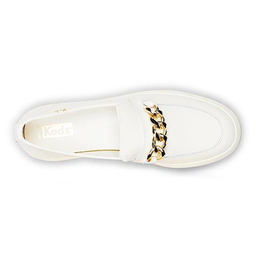 Women's Triple Decker Loafer Lug Chain Applique Sneakers White (WH6763 ...