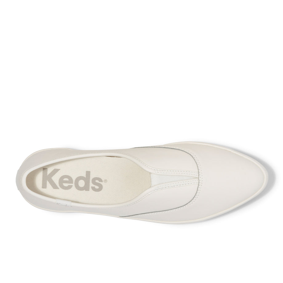 White Leather Slip Ons With Zipper Keds Womens' Point Slip