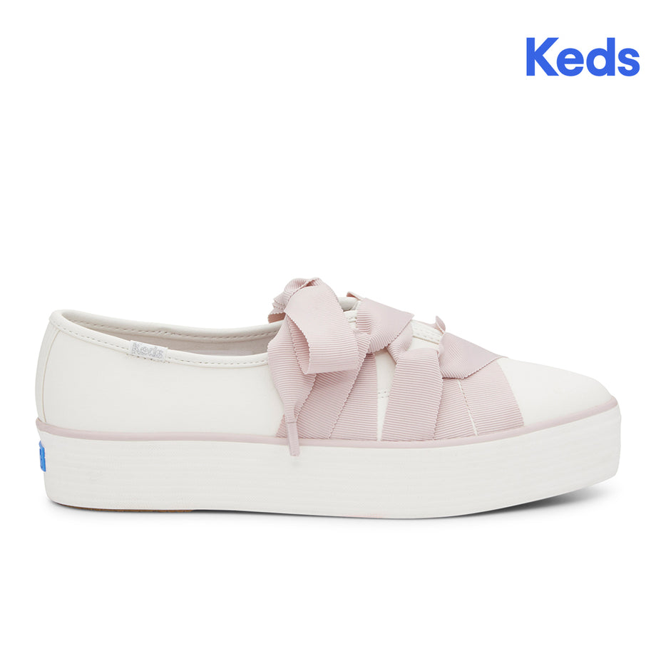 Keds Womens Point Slip Leather Ballet White Pink WH68180 Keds Philippines