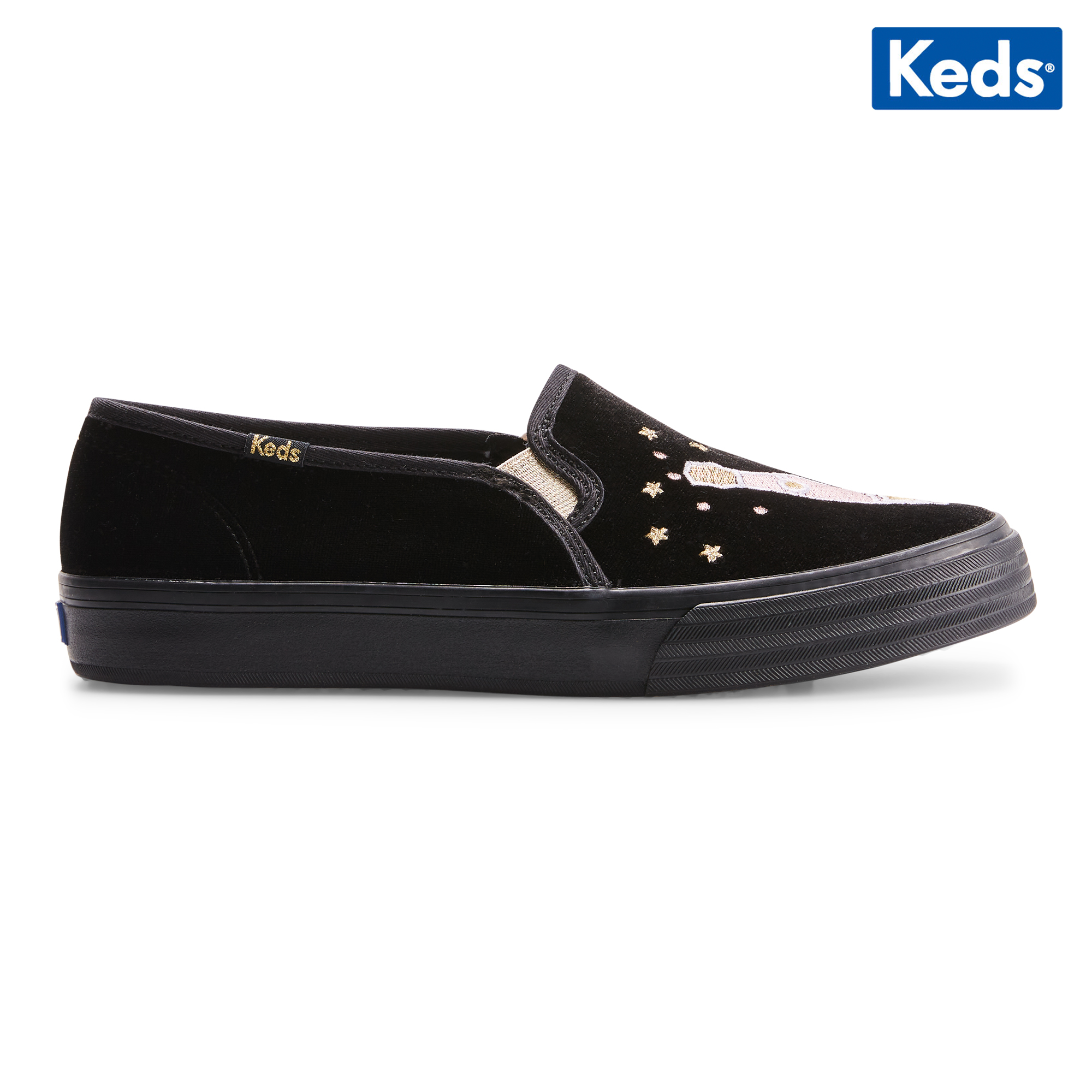 Keds double decker black leather on sale